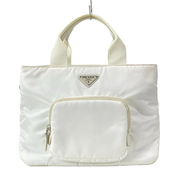 PRADA Padded Nylon Tote Bag White Nylon Leather - Tote Bag 843-071925 - Picture 1 of 14